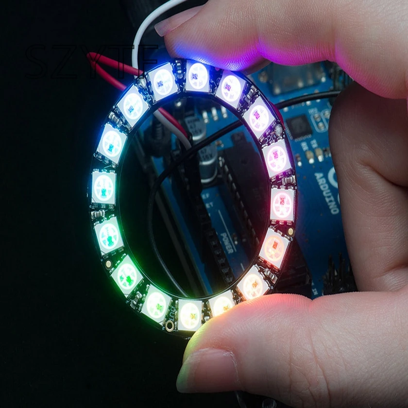16 бит WS2812 5050 RGB светодиодный умный полноцветный лампа кольцо макетная плата