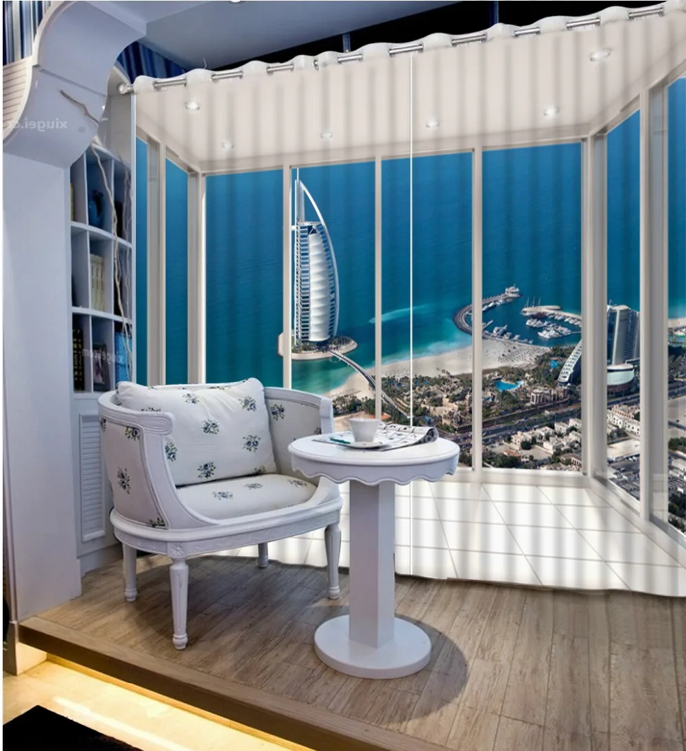 balcony curtains 3D Curtain Luxury Blackout Window Living Room | Дом и сад