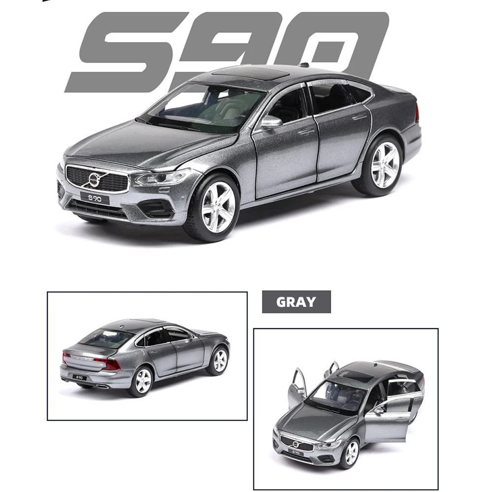Gray 1:32 VOLVO S90 музыкальная с подсветкой машина литые игрушечные машинки модель автомобиля с горячим колесом двери автомобиля можно открыть игрушку - Цвет: Gray
