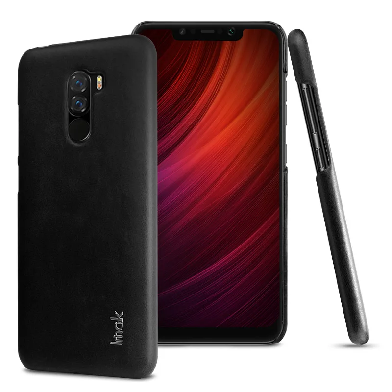 Черный Imak Роскошные Ruiyi чехлы для Xiaomi Pocophone F1 чехол тонкий чехол для задней панели телефона оболочки жесткий ПУ ПК coque облегающие накладки защитный чехол для телефона - Цвет: Черный