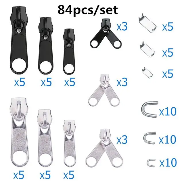 Zippers Only 85 шт. закрытого конца смолы молния тяговое кольцо Замена Мгновенный ремонт молния головы швейная сумка кошелек одежды аксессуары ремесла комплект - Цвет: Zippers Only