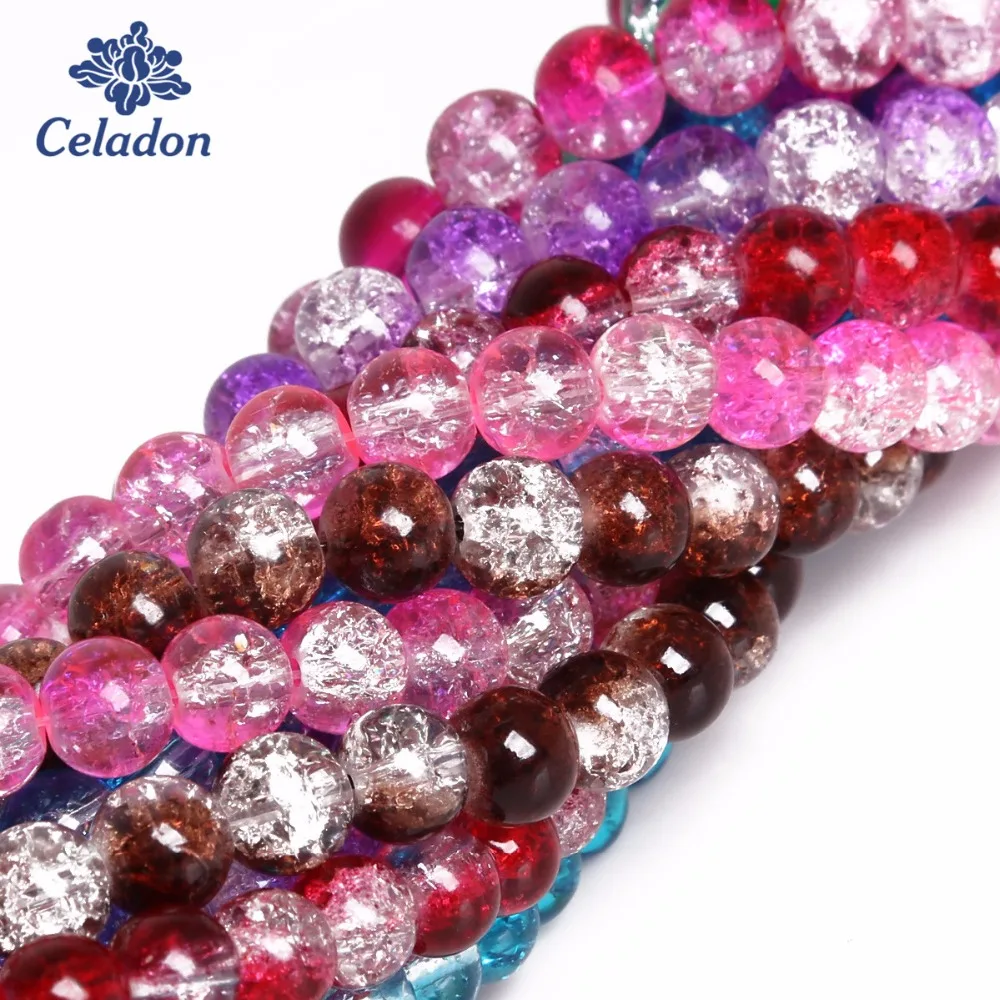 Новые стеклянные бусины 10 цветов 50 шт. 8 мм отверстие 1 двухцветные хрустальные с