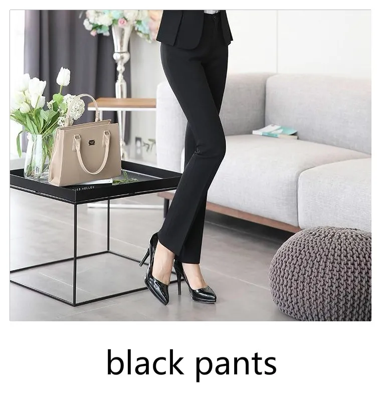 black pants Высокое качество дизайнерский Блейзер женский с длинным рукавом на пуговицах костюм куртка-блейзер внешний Темно-Синий Серый Черный офисный Женский блейзер - Цвет: black pants