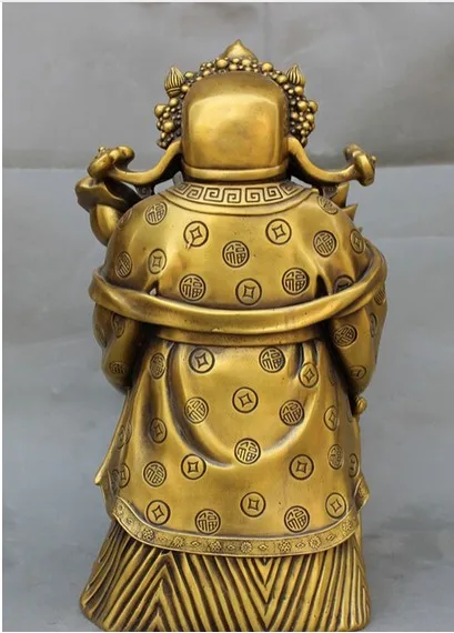 YM 321 16&quot Chinese Bronze RuYi YuanBao Coin Standing Happy Mammon God Buddha Statue | Дом и сад