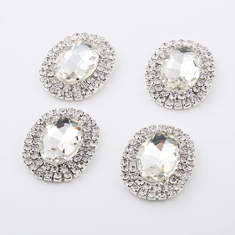 Sliver Crystal RESEN 3,8X3,0 см, высокое качество, овальные золотые/серебряные со стразами, пришитые стразы, аппликация с плоским основанием, кристаллы для свадебного платья - Цвет: Sliver Crystal