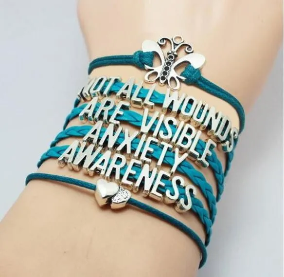 Новейшие кожаные браслеты ручной работы для информирования о тревожности