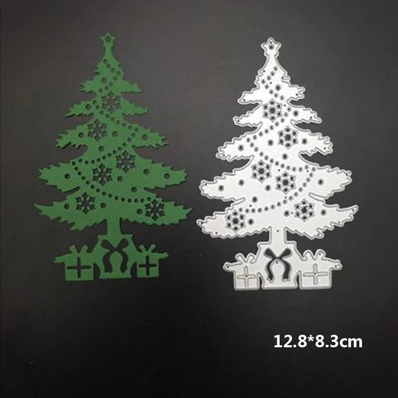 christmas tree dies Рождественские штампы Олень Снежинка дерево металлические Вырубные штампы колокольчик носок ремесло штампы вырубки умереть для скрапбукинга Сделай Сам изготовление карт - Цвет: christmas tree dies