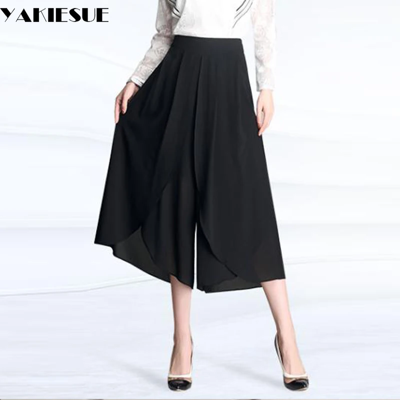 

Wide leg pants women chiffon skirt pants capris high waist loose casaul trousers female trousers Plus size pantalon femme mujer