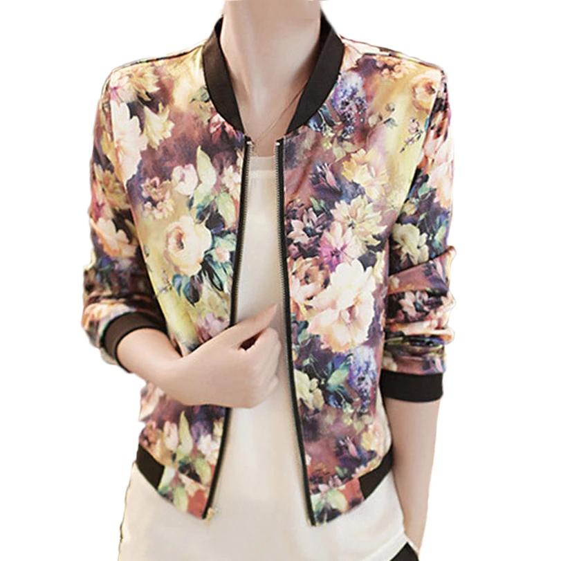 Новая Осенняя Женская куртка бомбер винтажная милая с цветочным воротником и