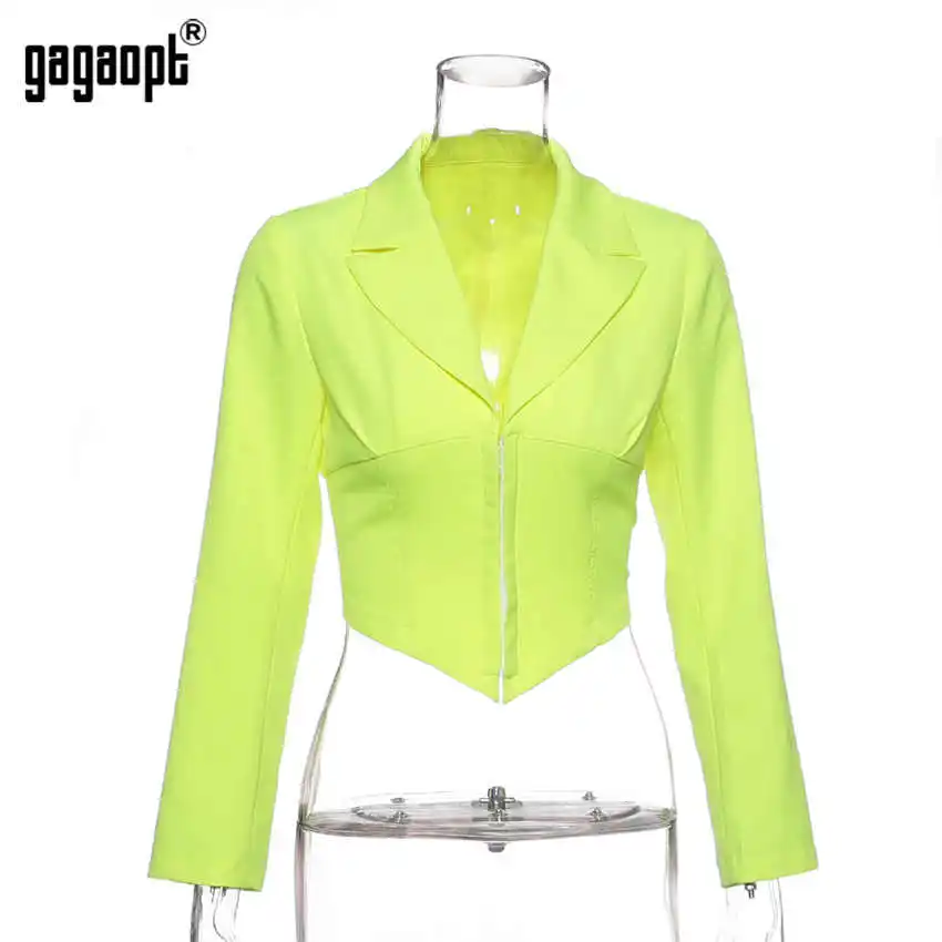 Gagaopt водолазка Leopard Crop Топы корректирующие осень для женщин топ дамы рукавов повседневное футболка пикантные топы с чокером Blusas - Цвет: Зеленый