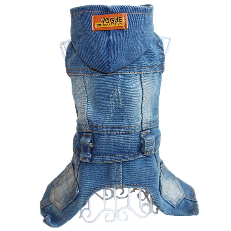 Куртка из джинсовой ткани для домашних животных одежда собак и кошек со шляпой