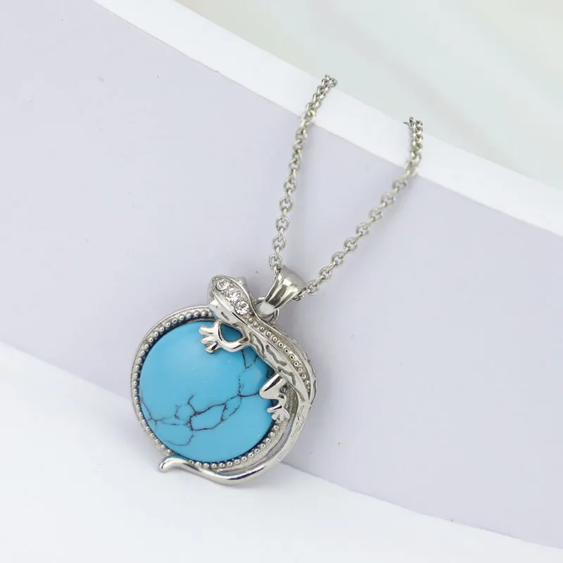 KLDY turquoises Necklaces pendants for women Classic Special Gecko Design neckless girl unique Fashion Jewelry Wholesale 2018 | Украшения и
