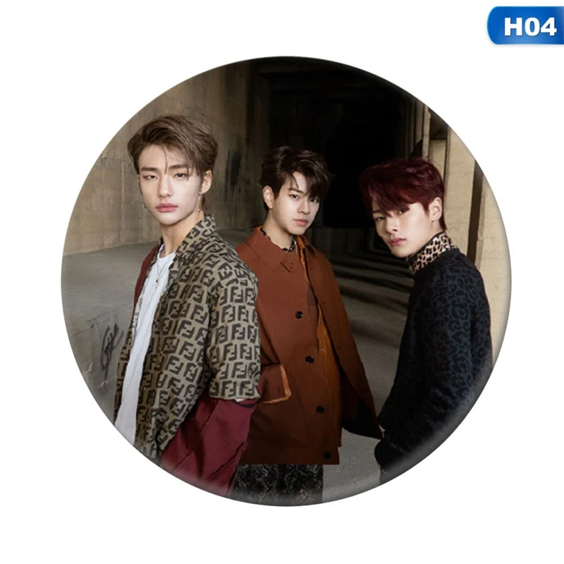 4 Новая Мода Kpop, Детский круглый значок для сумки, шляпы, одежды, модные нагрудные булавки, брошь Bang Chan Lee Felix - Окраска металла: 4