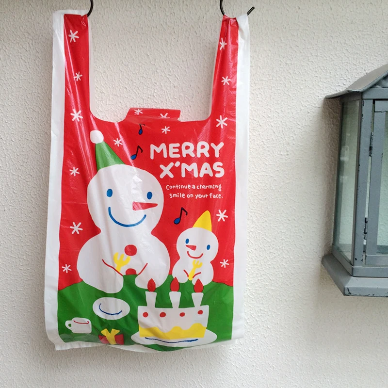 Большие пластиковые пакеты Caixa рождественский подарок упаковка с ручкой 50 шт./лот