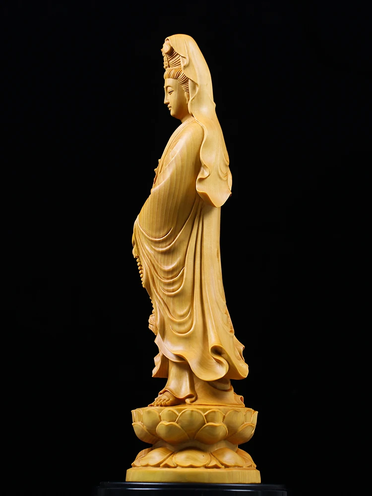 Guanyin Bodhisattva резьба из самшита домашняя гостиная по дереву статуи Будды Fengshui | Дом и