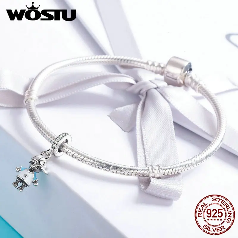 WOSTU новый 100% Стерлинговое Серебро 925 милый мальчик сын болтается подходит