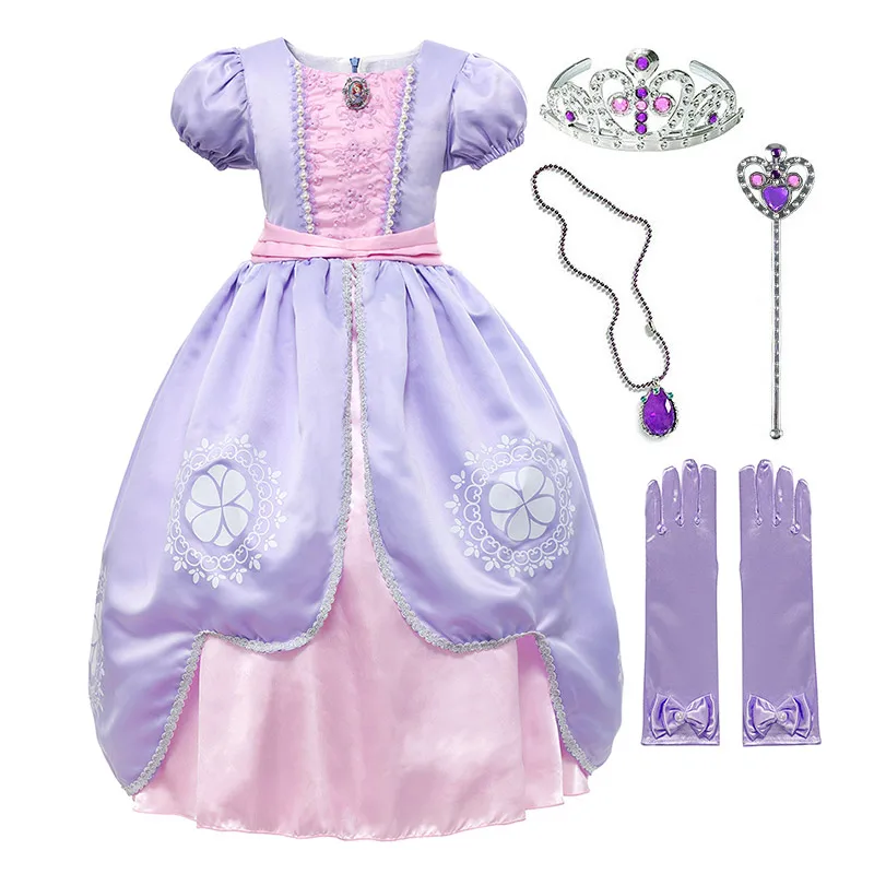 Dress Set-7 Роскошная детская одежда принцессы Софии; летнее платье для костюмированной вечеринки; маскарадный костюм для детей на день рождения; нарядное платье Софии - Цвет: Dress Set-7
