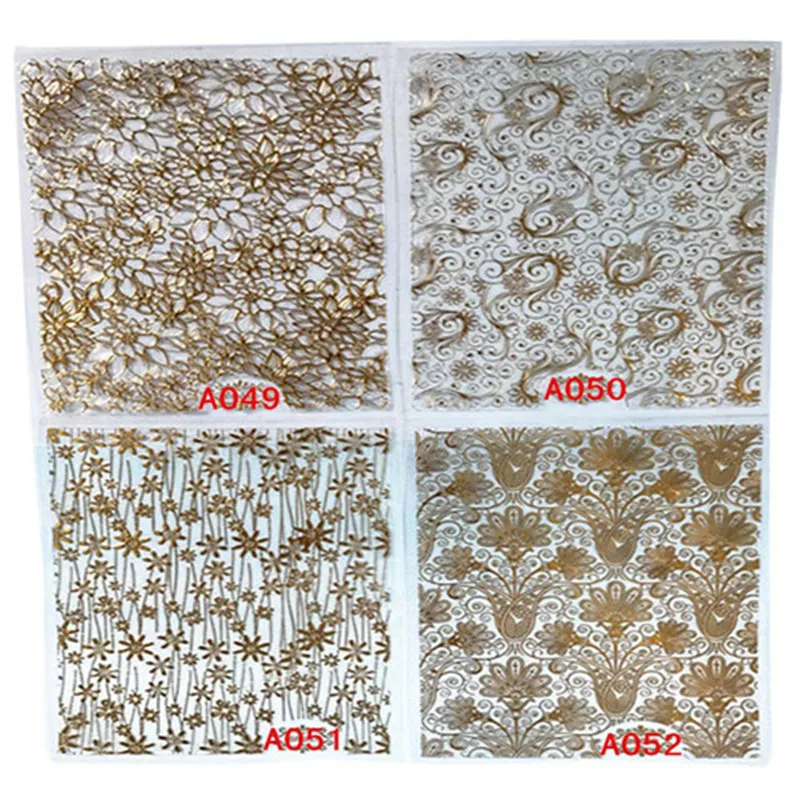 2017 Модные 8 золотых кружевных цветов переводная пленка дизайн ногтей сексуальные