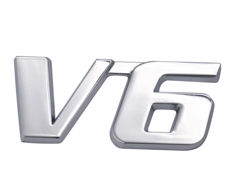 Серебристый 3D металлическая V6 буква хромированная Автомобильная наклейка эмблема авто украшение для Toyota eiz Crown для Chrysler Pentastar для Renault latitude - Название цвета: Серебристый