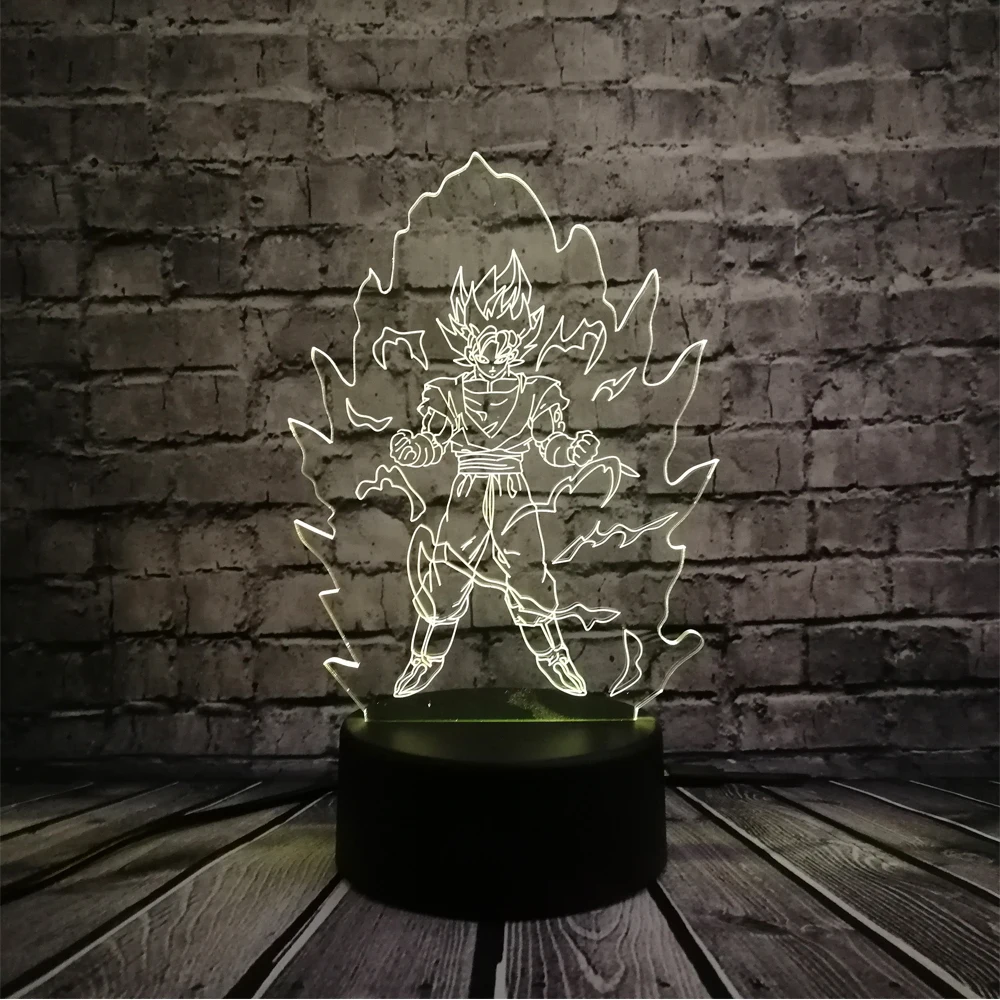 3D лампа Dragon Ball Monkey Super Saiyan Warrior Goku USB ночной Светильник многоцветный светодиодный