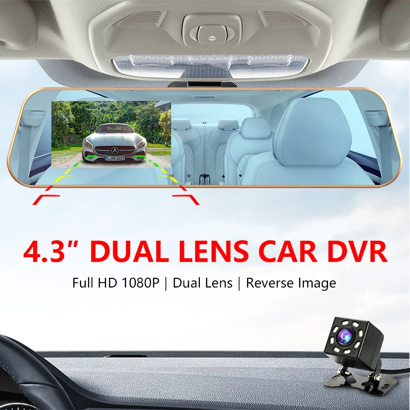 Vtopek 4 3 ''беспроводной HD Автомобильный видеорегистратор FHD dual dash cam задний
