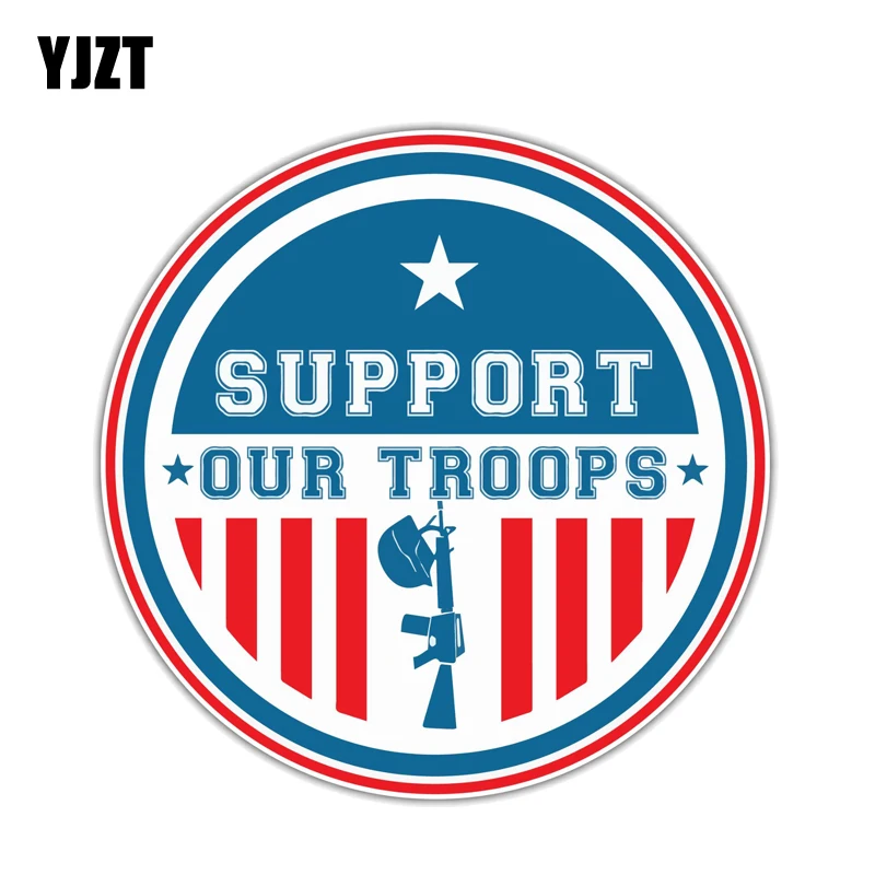 

YJZT 11.6CM*11.6CM US Army Support Our Troops Car Sticker PVC Reflective Decal 12-1367