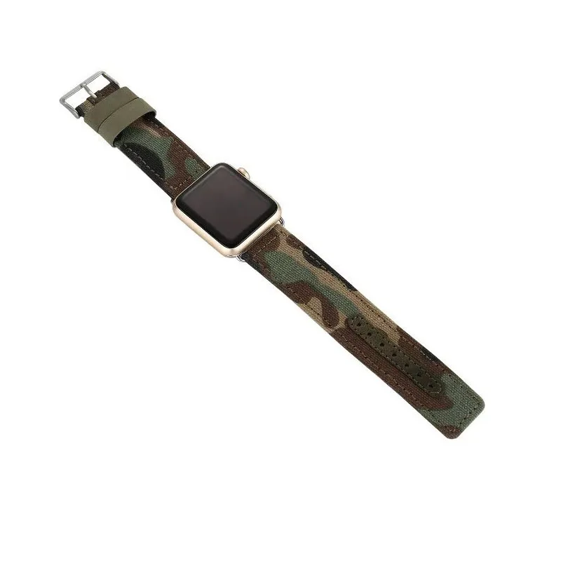 Стильный Камуфляжный ремешок для часов из джинсовой кожи Apple Watch Series 3 2 1 джинсовый