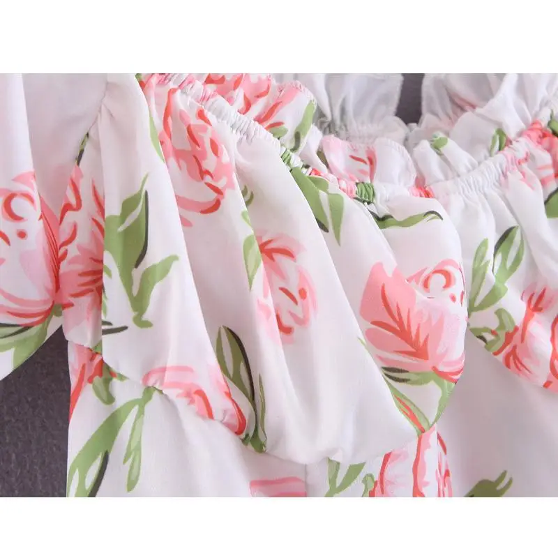 Белое летнее платье для женщин с вырезом лодочкой и цветочным принтом vestidos ropa mujer