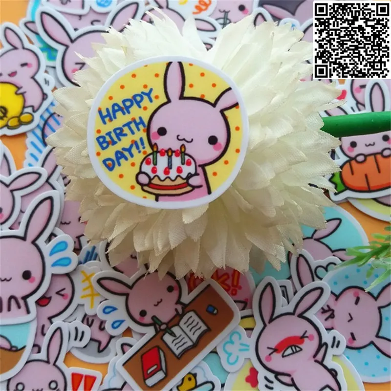 40 шт. Розовый Кролик Водонепроницаемый мультяшный стикер для декора стен