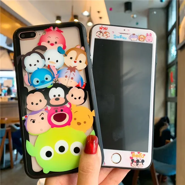14 Защитная пленка для экрана, полное покрытие, стеклянная пленка для iPhone XS Max XR X 8 7 6 6s Plus, цельный мультяшный чехол из закаленного стекла для телефона - Цвет: 14