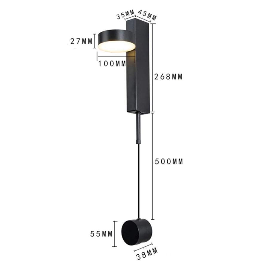 

Thrisdar Dimmable Bedroom Bedside Wall Lamp With Twist Switch Creative Rotating Corridor Aisle Study Reading Wall Light