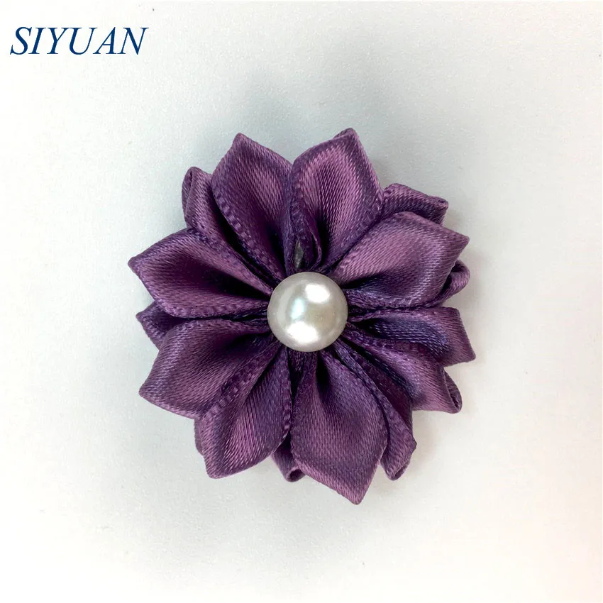 16-cameo purple 10 шт./лот, ручная работа, 1,6 дюймов, ткань, атлас, цветок с жемчугом, 16 лепестков, головные уборы для девочек, аксессуары, декор для одежды TH281 - Цвет: 16-cameo purple