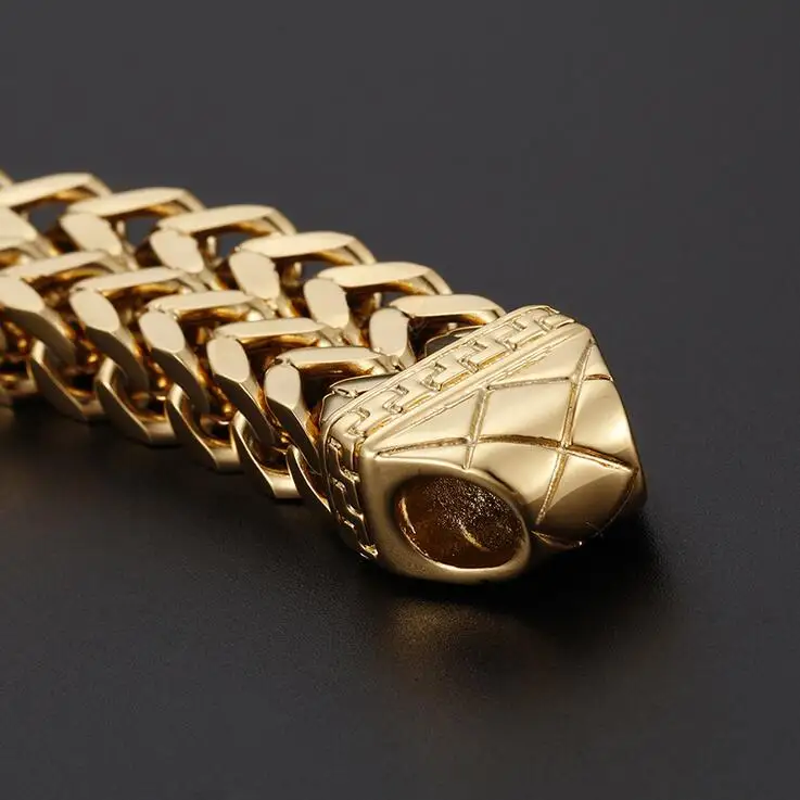 Большой Золотистый Байкерский браслет с головой дракона плетеный мужской из