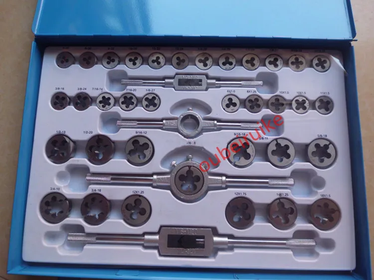 110 шт метрический &amp дюймовый сплав стальной кран и набор штампов в металлическом