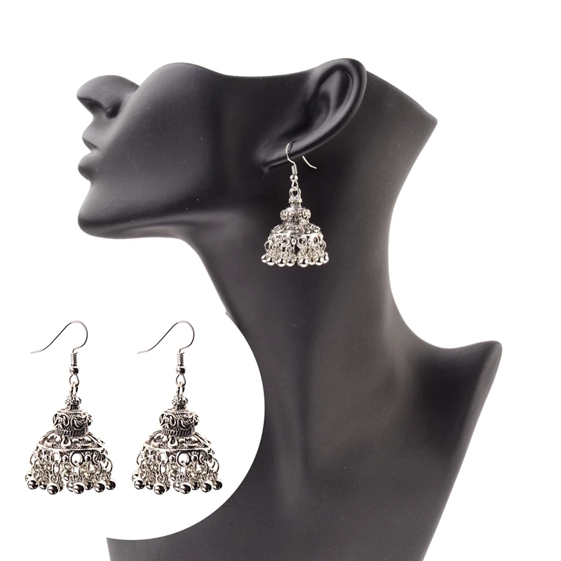 TopHanqi Щепка Цвет античный этнический Индии Jhumka Jhumki женские серьги в богемном