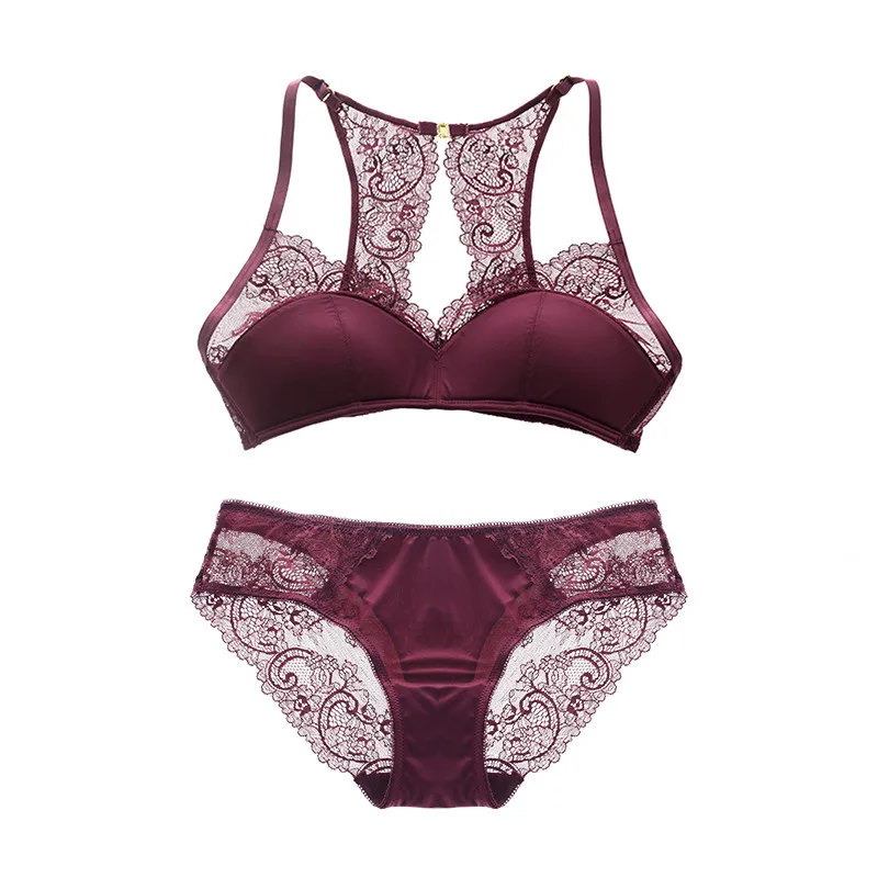 Wine Red Varsbaby удобные тонкие наборы бюстгальтеров половина чашки сексуальное кружевное нижнее белье без косточек черное для женщин - Цвет: Wine Red