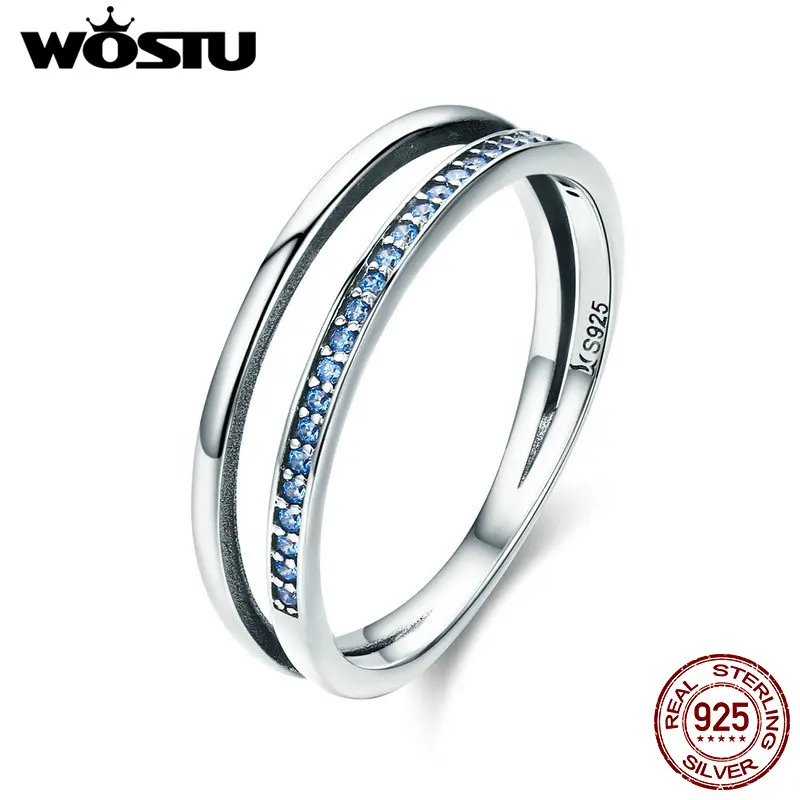 WOSTU хит продаж Настоящее серебро 925 пробы синее движение кольца на палец для