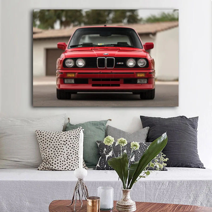 Печать на холсте настенное искусство M3 Coupe US spec E30 автомобиль купе Красный Ретро