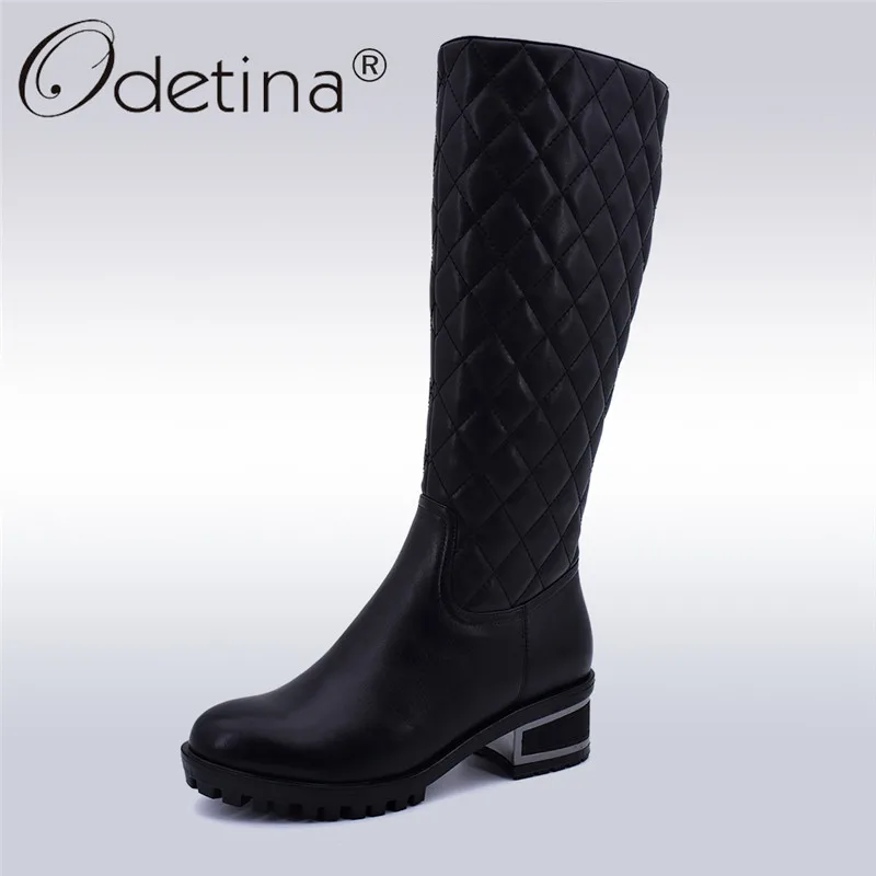 Odetina/Новинка модные женские сапоги для верховой езды из натуральной кожи до