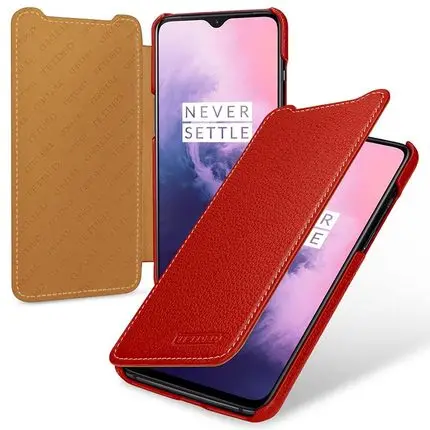 Красный Бизнес Флип из натуральной кожи чехол для телефона для Oneplus 7 Oneplus7 Модный ручной работы роскошный кожаный чехол для Oneplus 7Pro - Цвет: Красный
