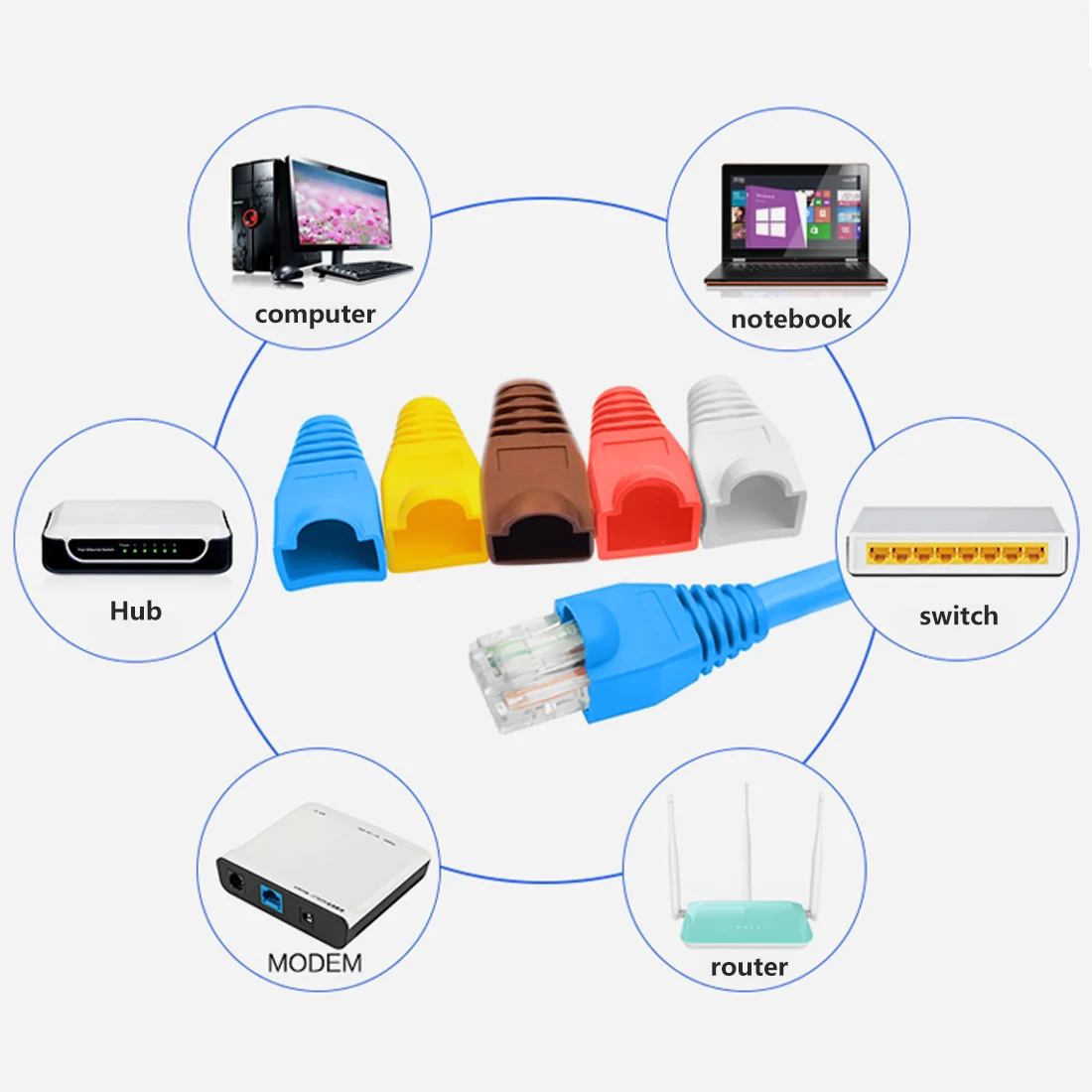 20 шт красочные RJ 45 колпачок адаптера 0 6 мм для сети Ethernet кабельный разъем Вилки RJ45