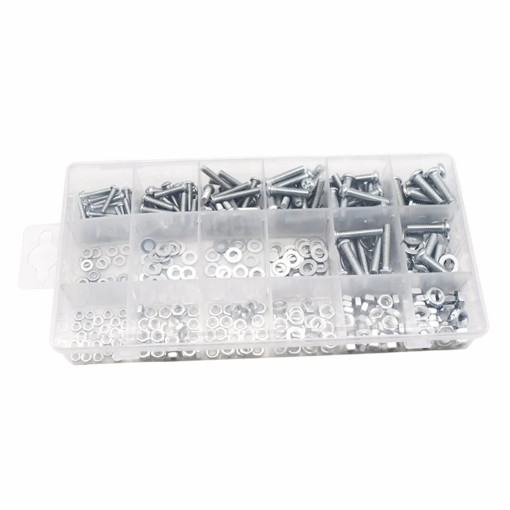 420 шт. метрики Прижимные шайбы Гайки и Болты hex комплект Гвозди Шайба Ассортимент