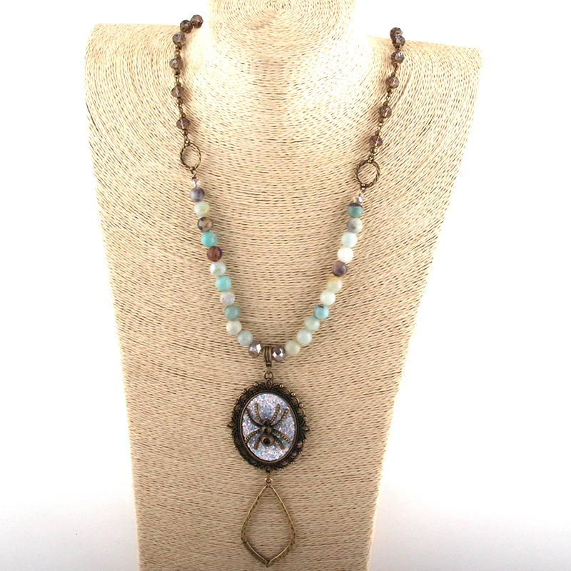 MOODPC модные ювелирные изделия из натурального камня и стекла цепочка кристаллов