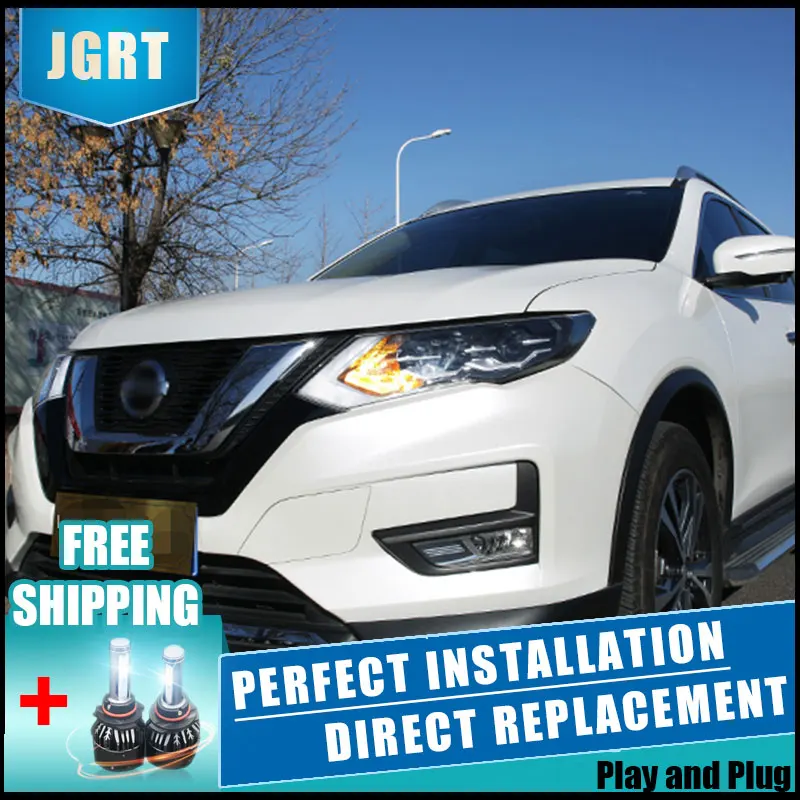 2 шт. светодиодный фары для Nissan X Trail 14 19 Автомобильный свет двойной ксеноновые