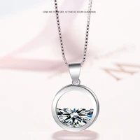 new simple silver color short clavicle chain necklace hollow circle dazzling zircon pendant necklace for women best gifts