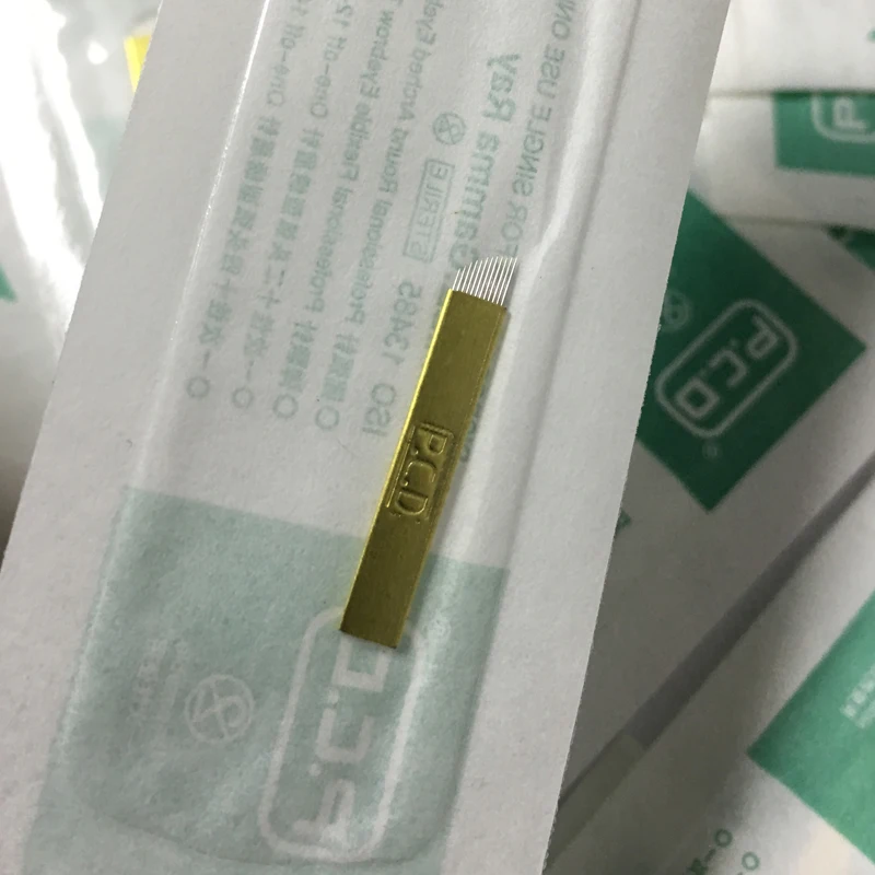 100 шт Lamina Agulhas микроблейдинг tebori 12 pin твердая PCD игла 14 19 U лезвие Перманентный макияж бровей Иглы татуировки Поставки