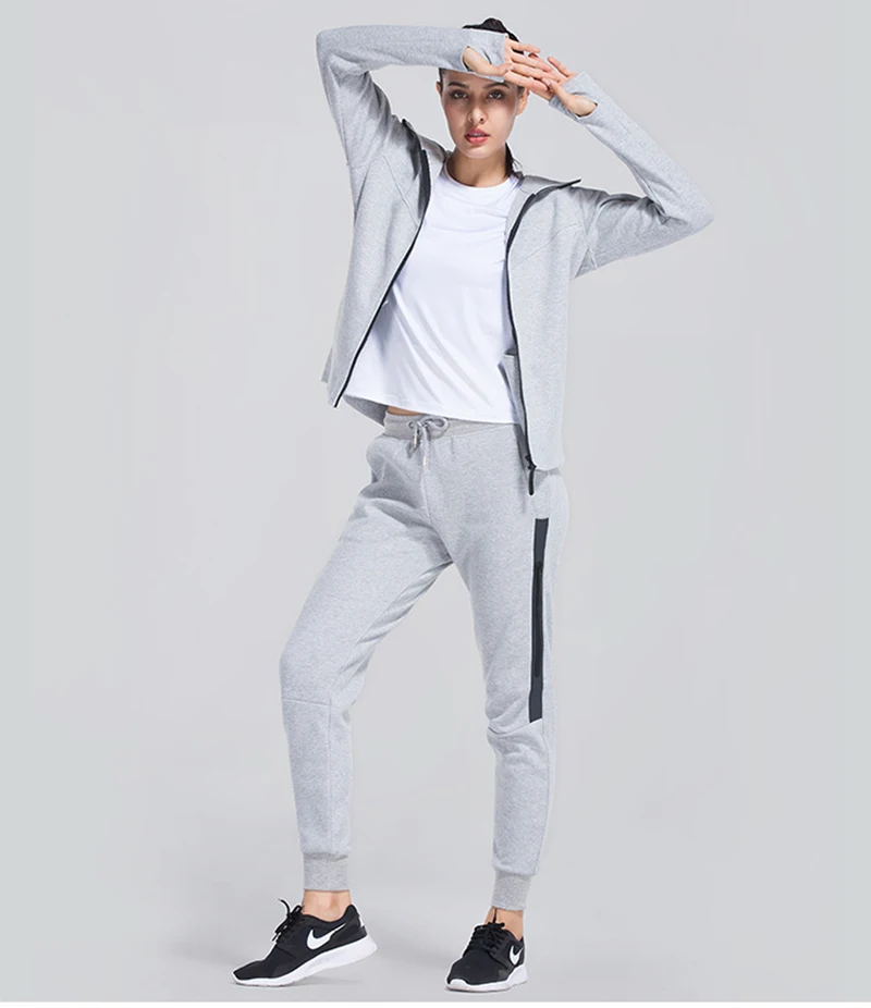 LANTECH Для женщин бег свитер с капюшоном куртка Slim Fit Спорт Йога карман на молнии Спортивная Фитнес Толстовка для упражнений в тренажерном зале Одежда Топы