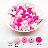 chengkai 100pcs 127mm silicone lentil beads diy baby teether pacifier dummy abacus chewing jewelry making toy pink series