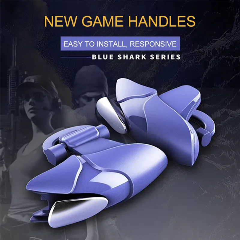 Мобильный геймпад PUBG металлический джойстик серии Blue Shark вспомогательная ручка