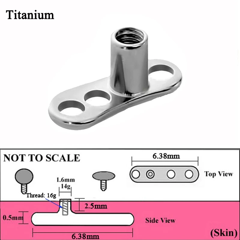 Titunium Base 1 шт., G23 класс, титановый дермальный якорь, цветок, верх, микродермальные водители, поверхность, кожный набор, пирсинг, кольца, опал, тело, очаровательное ювелирное изделие - Окраска металла: Titunium Base